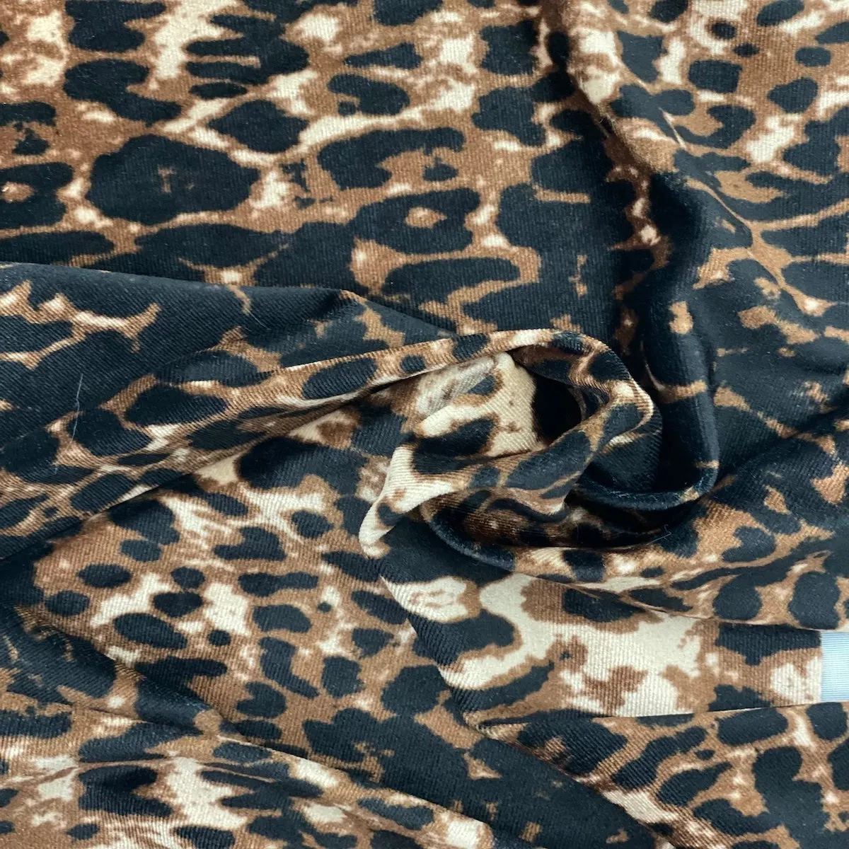 Safari Leopard Print Stretch Velvet Fabric