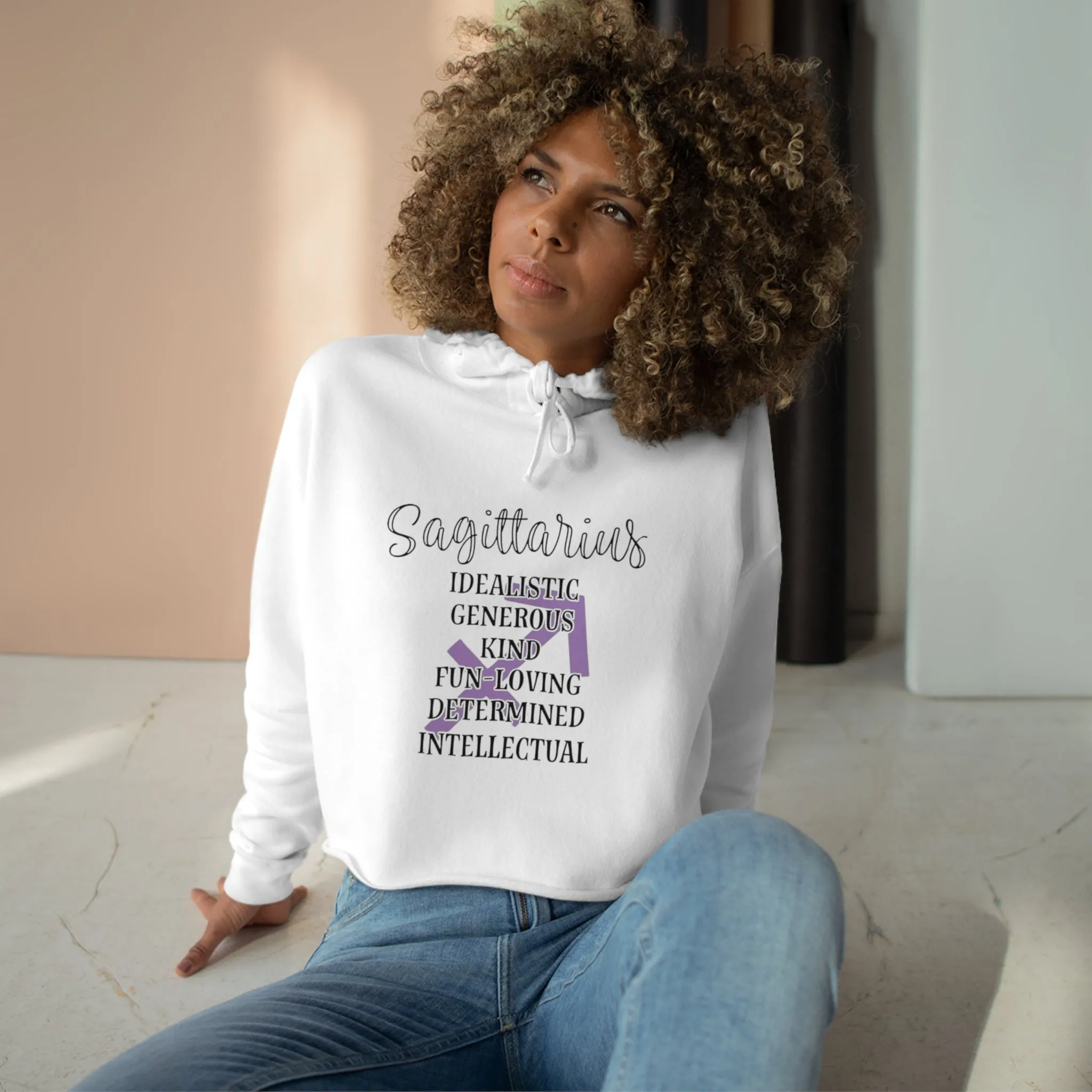 Sagittarius Zodiac Character Crop Hoodie