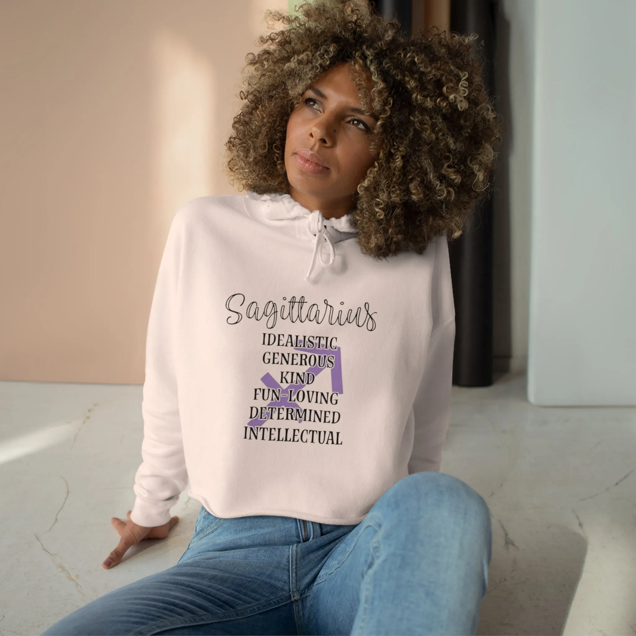 Sagittarius Zodiac Character Crop Hoodie