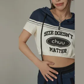 Size Doesnt Matter Half Crop Hoodie