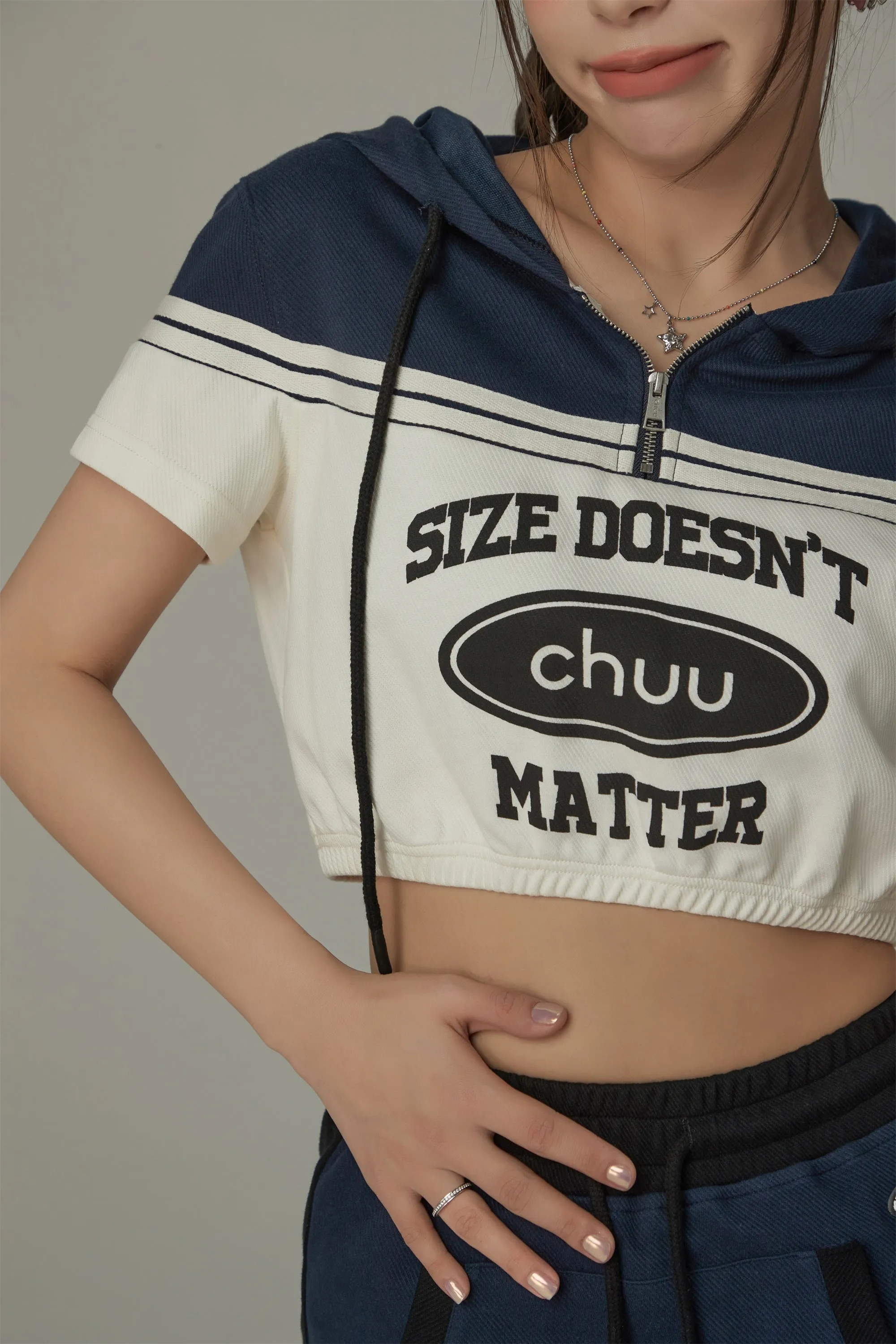 Size Doesnt Matter Half Crop Hoodie