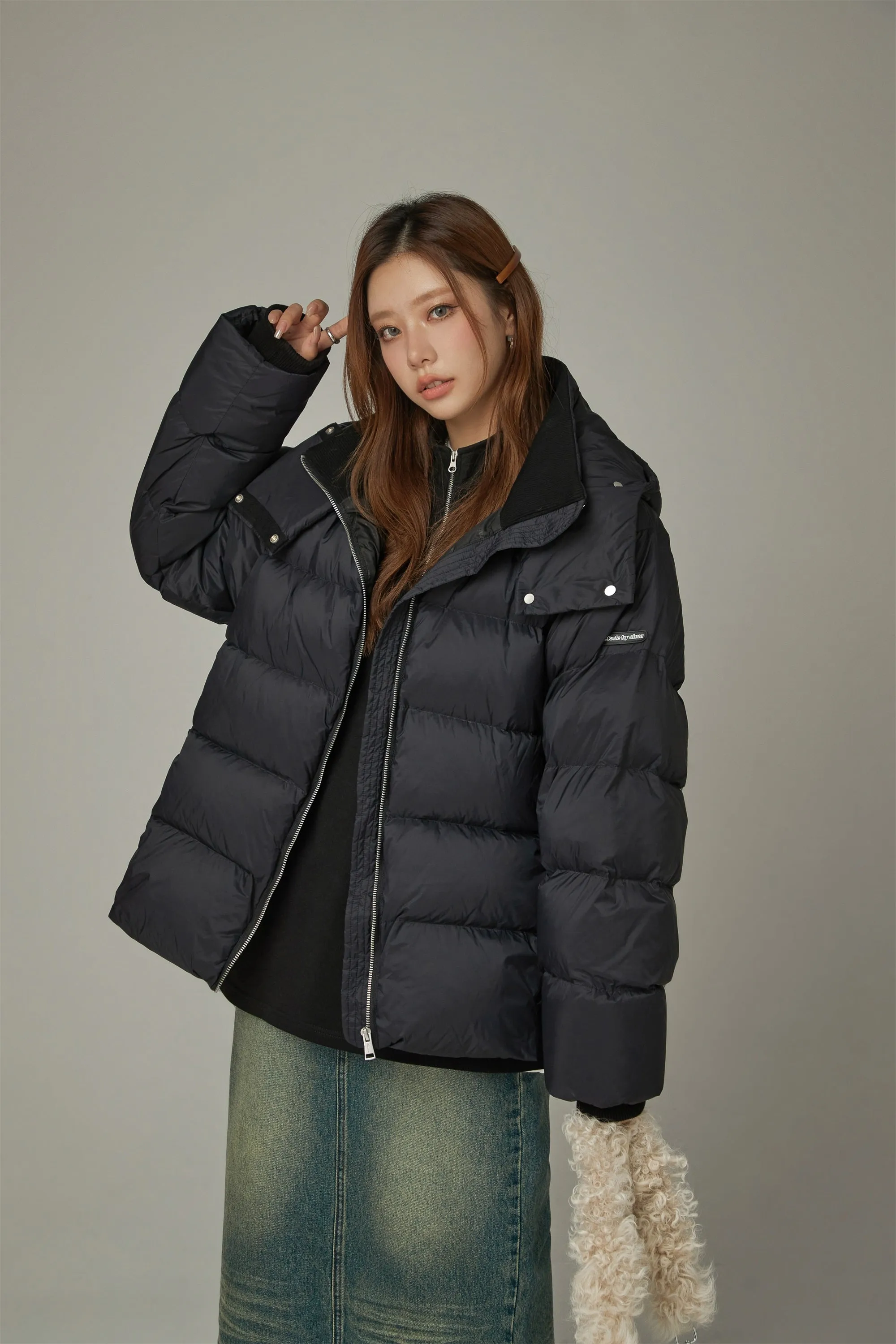 Solid Hooded Padded Jacket