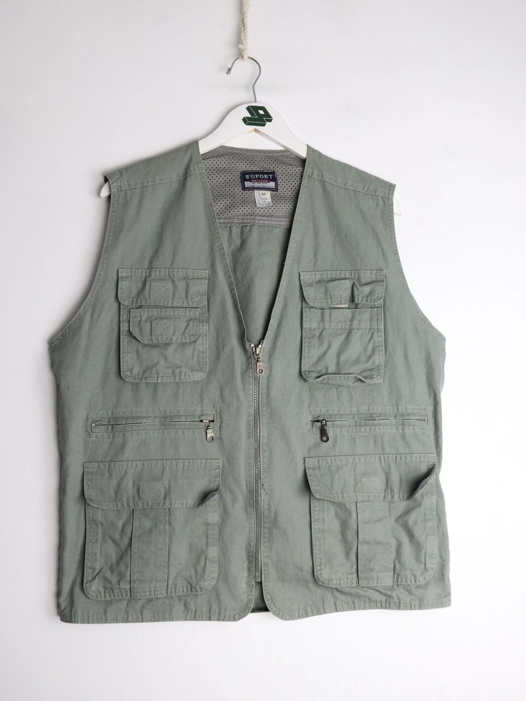 Sport Vest Fits Mens Large Green Fishing Outdoors