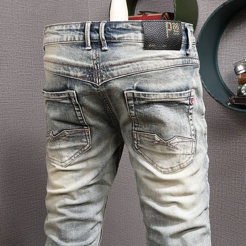 Streetwear Solid Ripped Slim Jeans