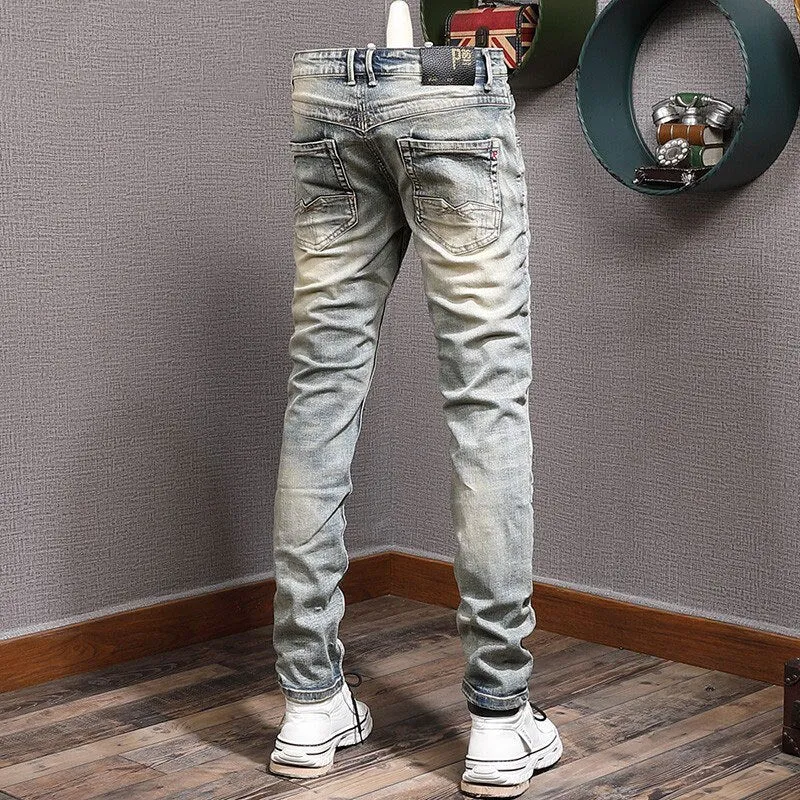 Streetwear Solid Ripped Slim Jeans