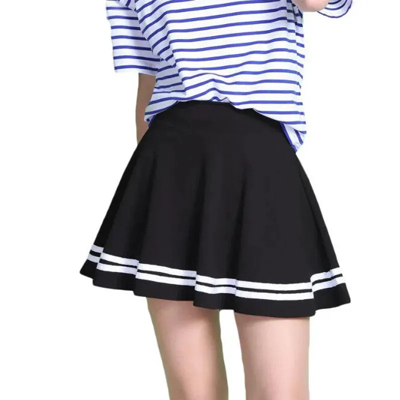 Summer 2024 Pleated Sexy Stripe Mid-Skirts