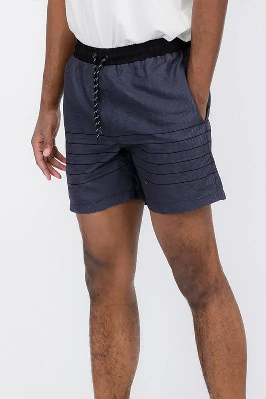 TEEK - Black Striped String Swim Shorts