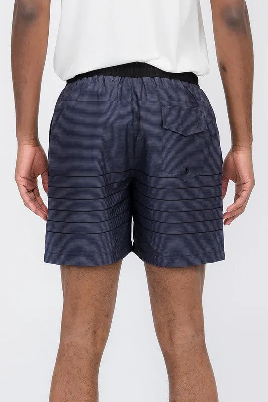 TEEK - Black Striped String Swim Shorts