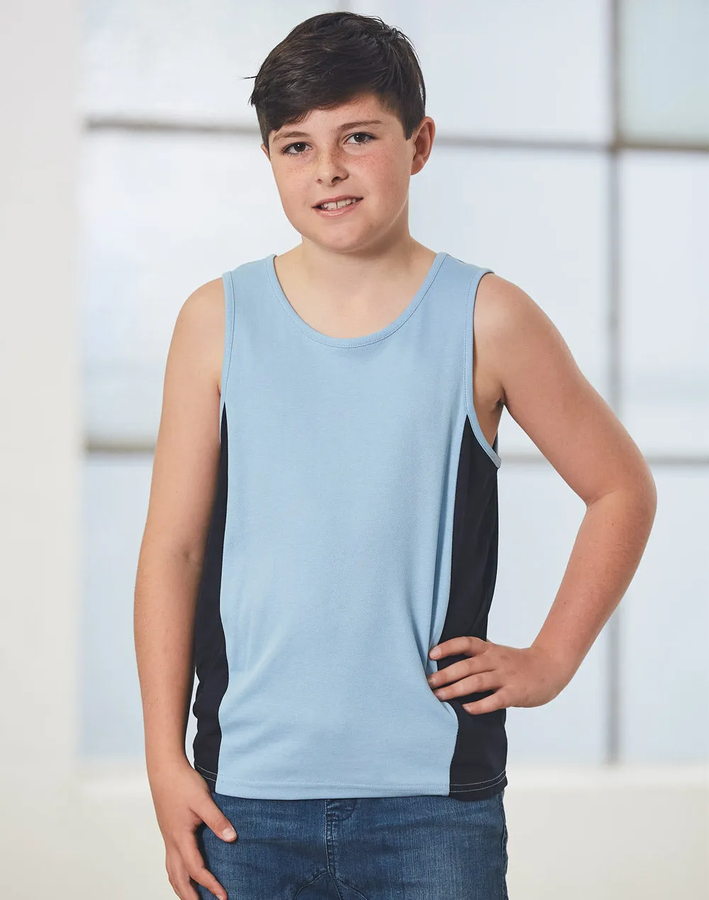 [TS19K] Kid's truedry contrast mesh singlet