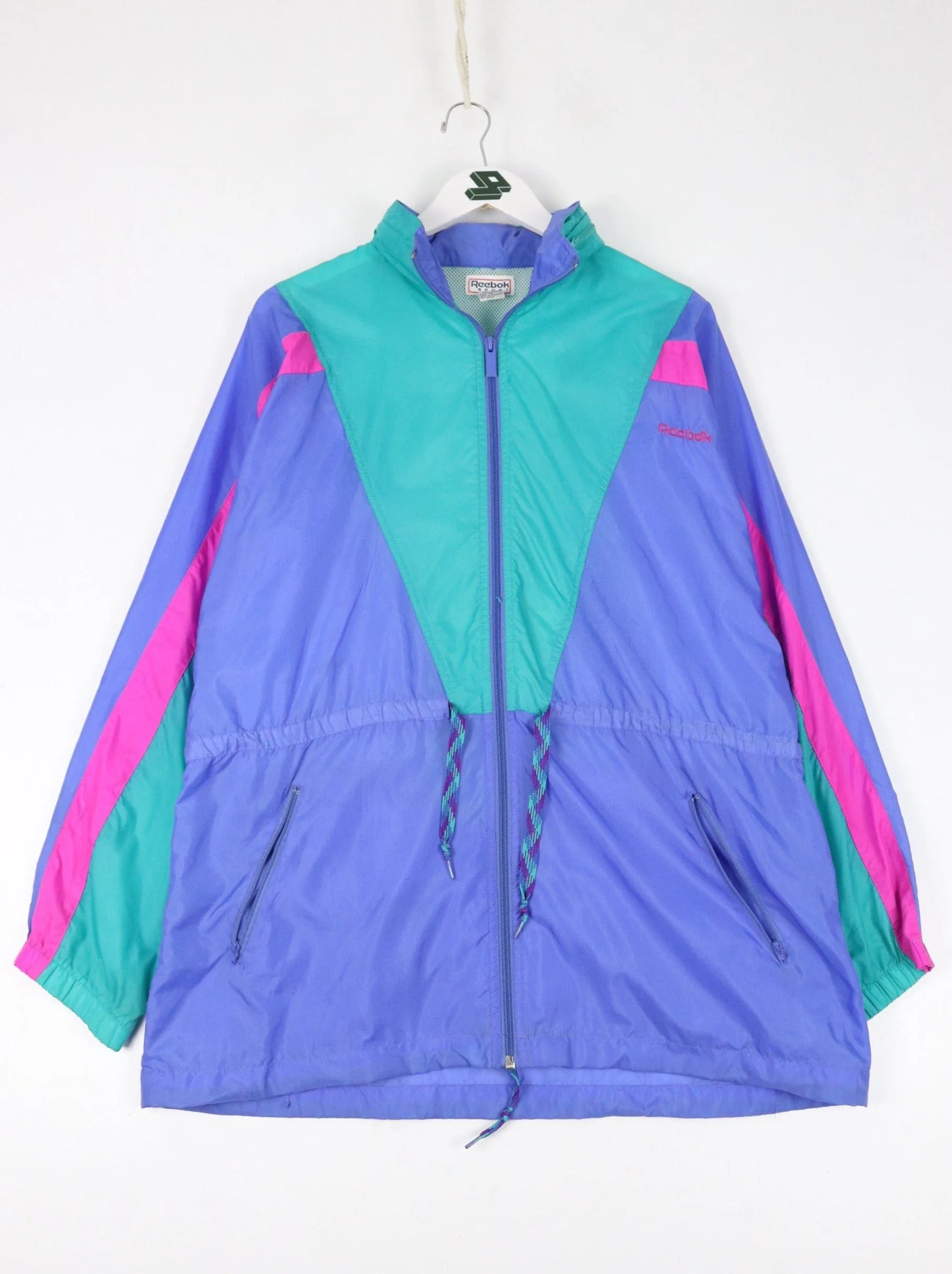 Vintage Reebok Windbreaker Womens Medium Blue 90s Jacket