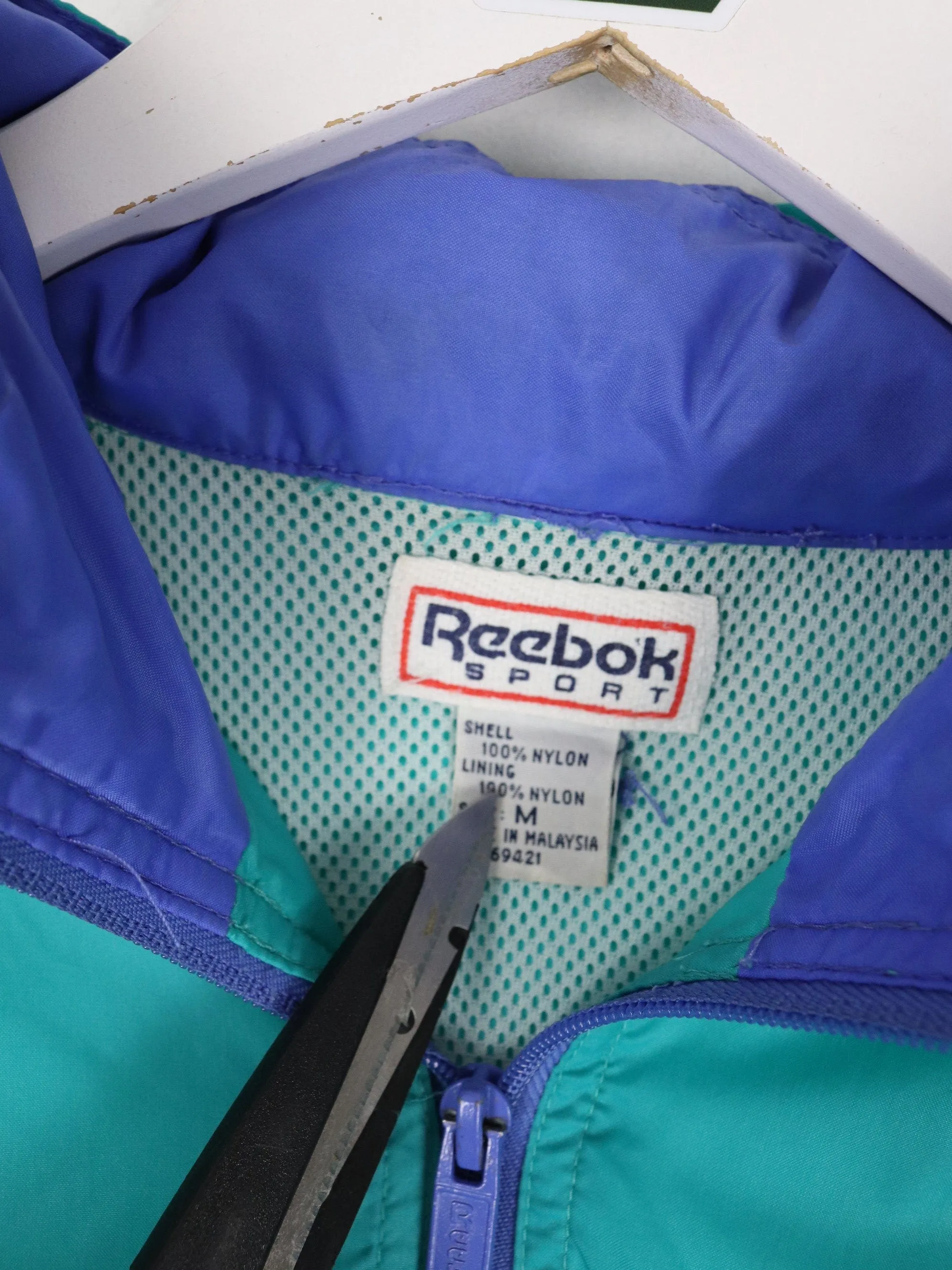 Vintage Reebok Windbreaker Womens Medium Blue 90s Jacket