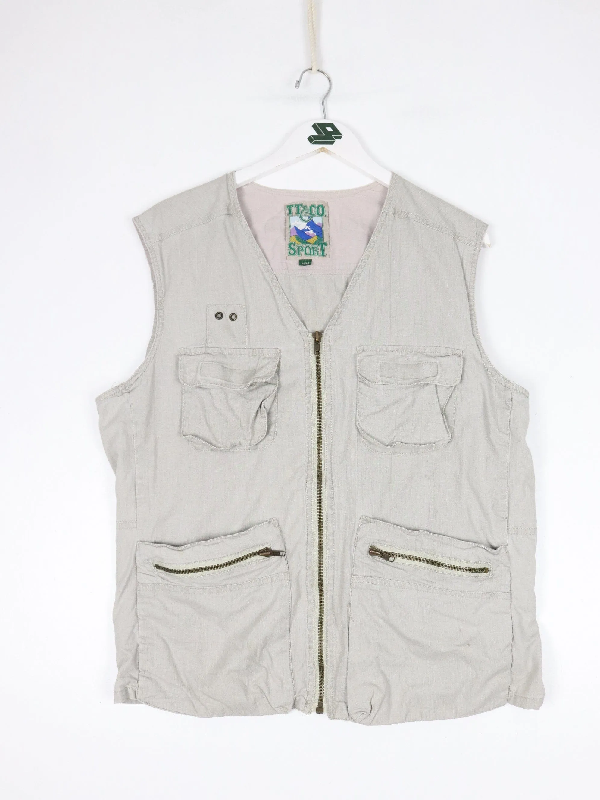 Vintage TT & CO Vest Mens Medium Beige Outdoors