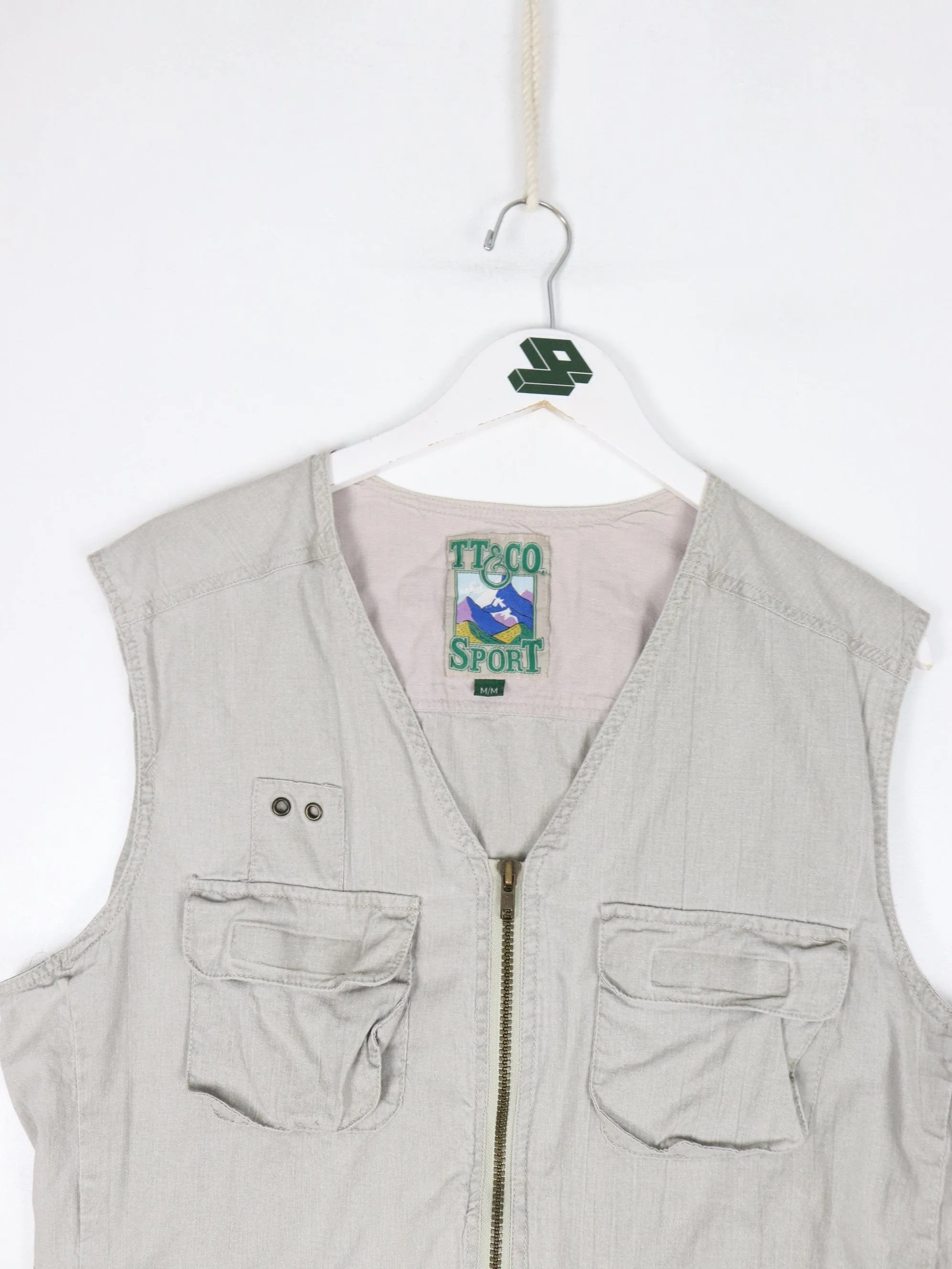 Vintage TT & CO Vest Mens Medium Beige Outdoors