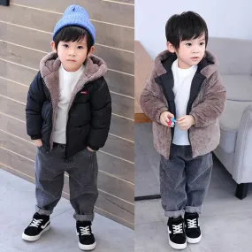 Winter Kids Thicken Jackets For Girls Coats Boys Jackets Plus Cashmere Jackets Toddler Hooded Outerwear Infant Children Clothes