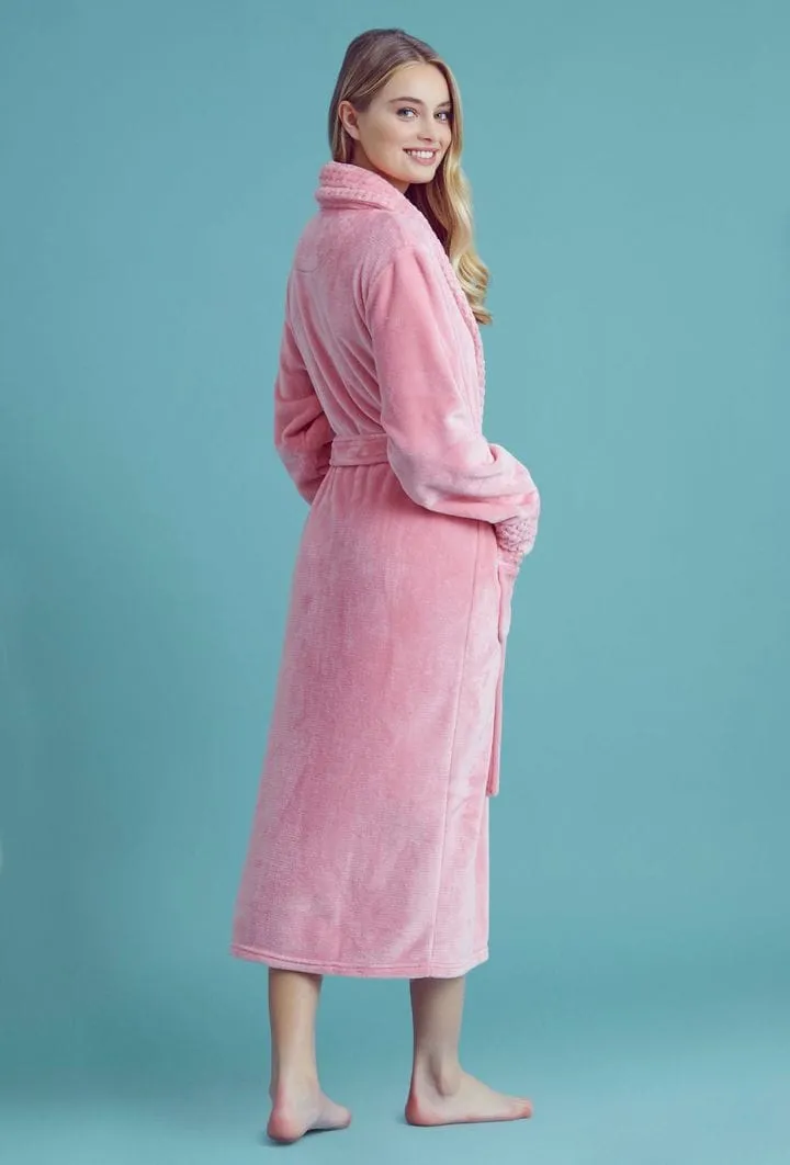 Women Plush Shawl Collar Robe, Luxury & Comfort, Lightweight & Soft, (Pink)