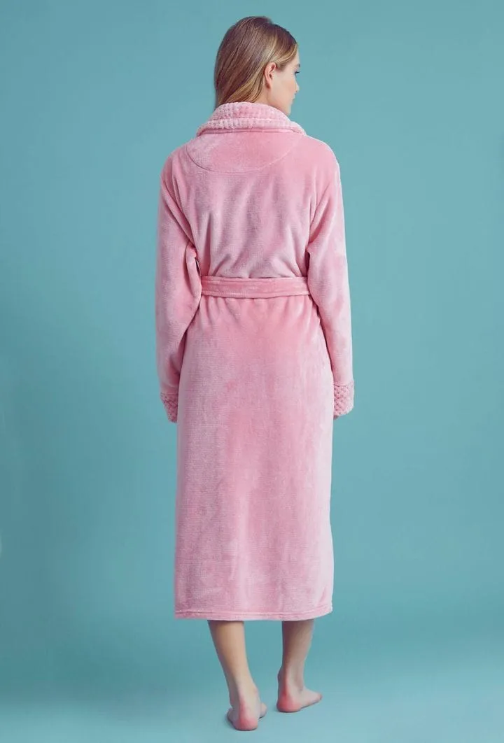 Women Plush Shawl Collar Robe, Luxury & Comfort, Lightweight & Soft, (Pink)