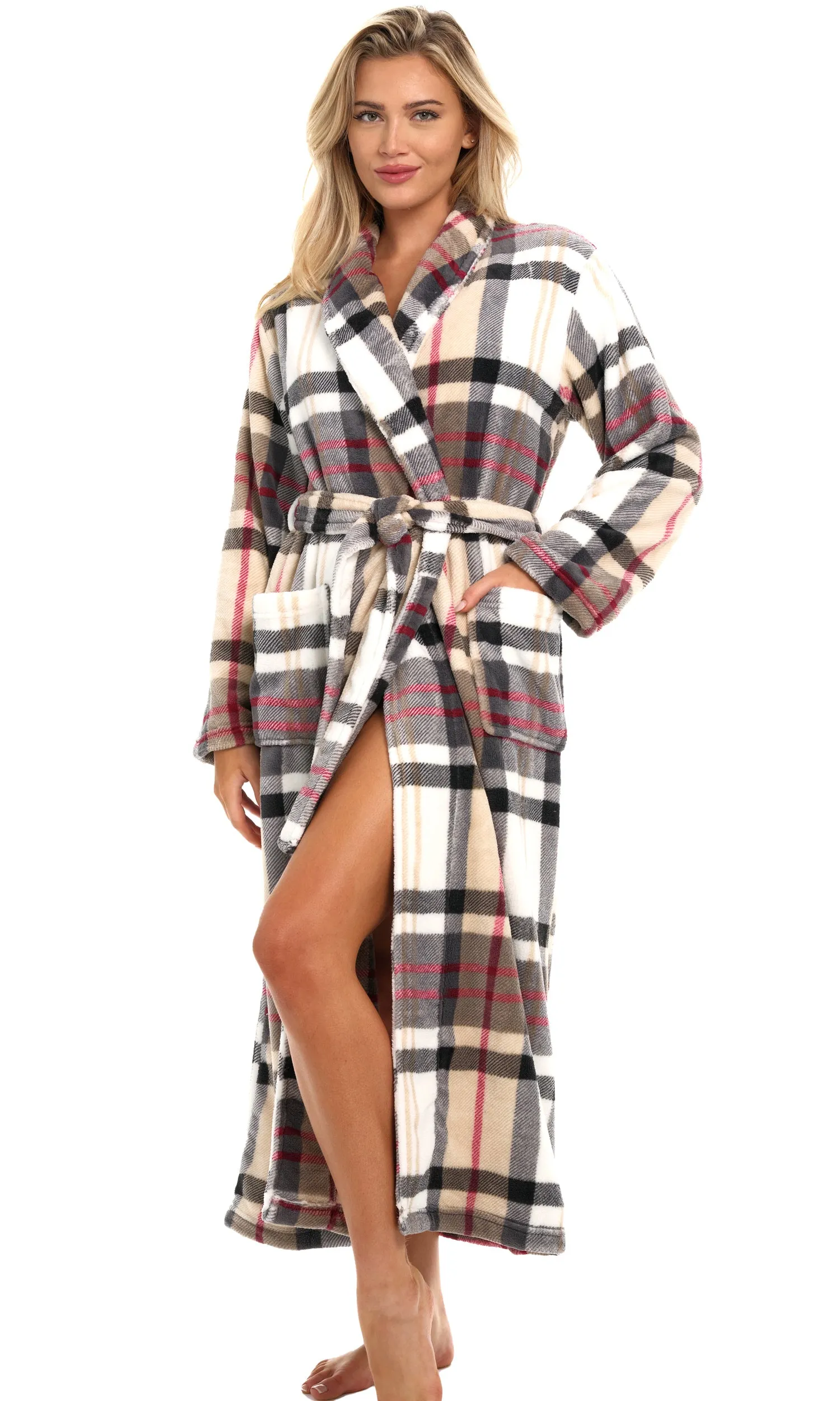 Women's Classic Winter Robe, Plush Fleece Bathrobe