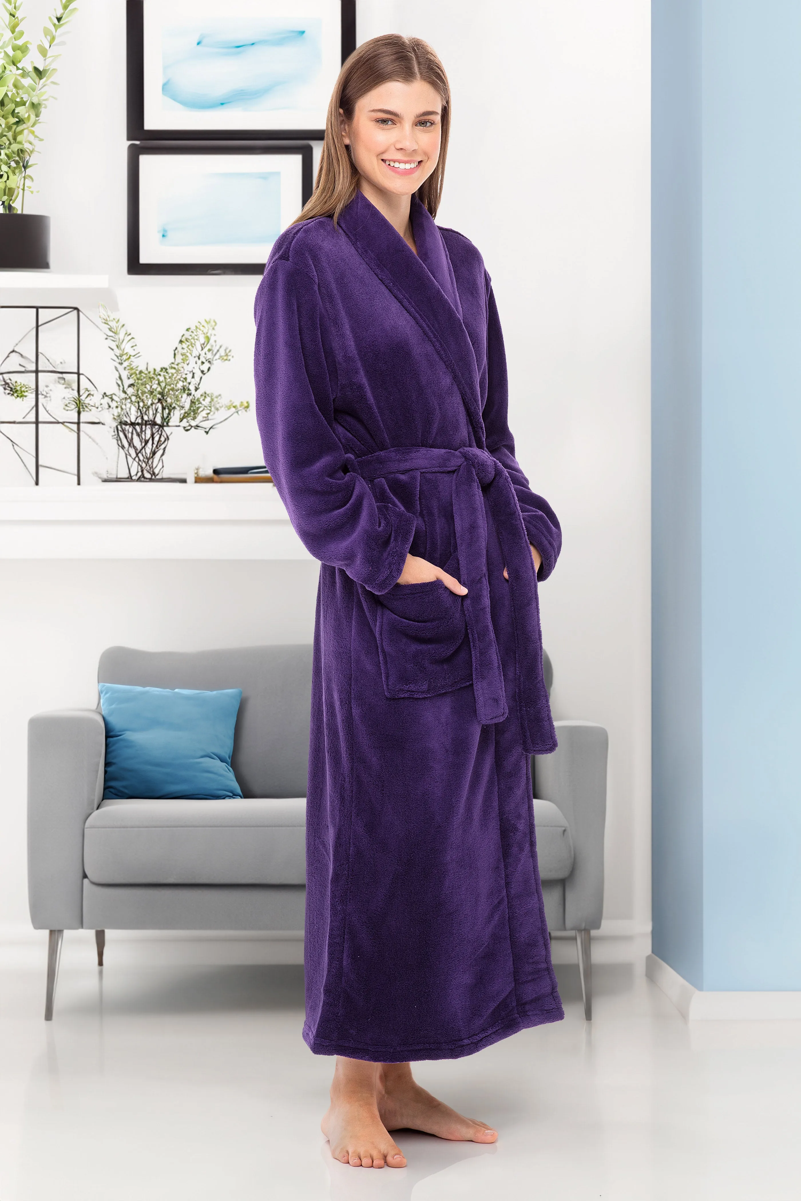 Women's Classic Winter Robe, Plush Fleece Bathrobe