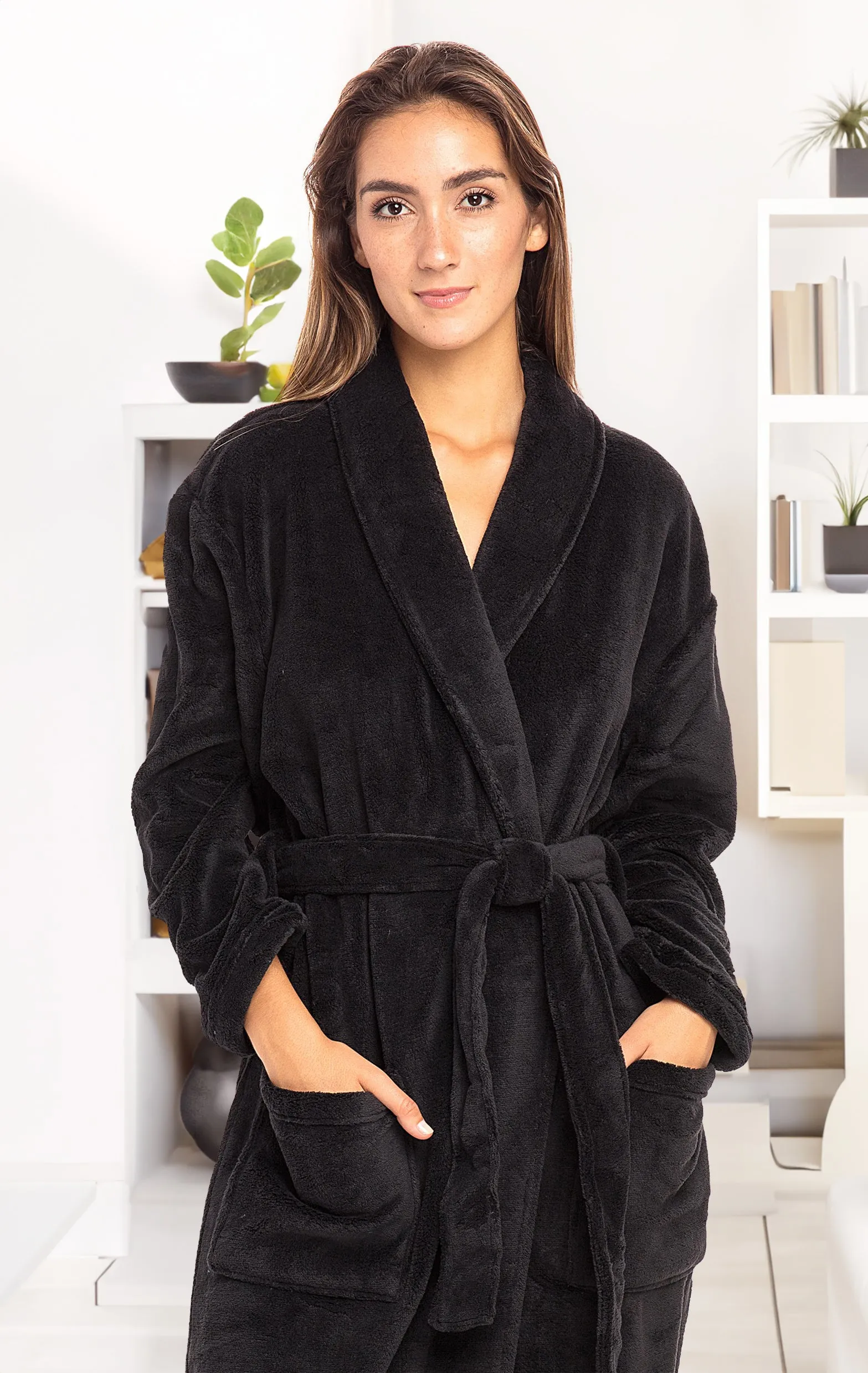 Women's Classic Winter Robe, Plush Fleece Bathrobe