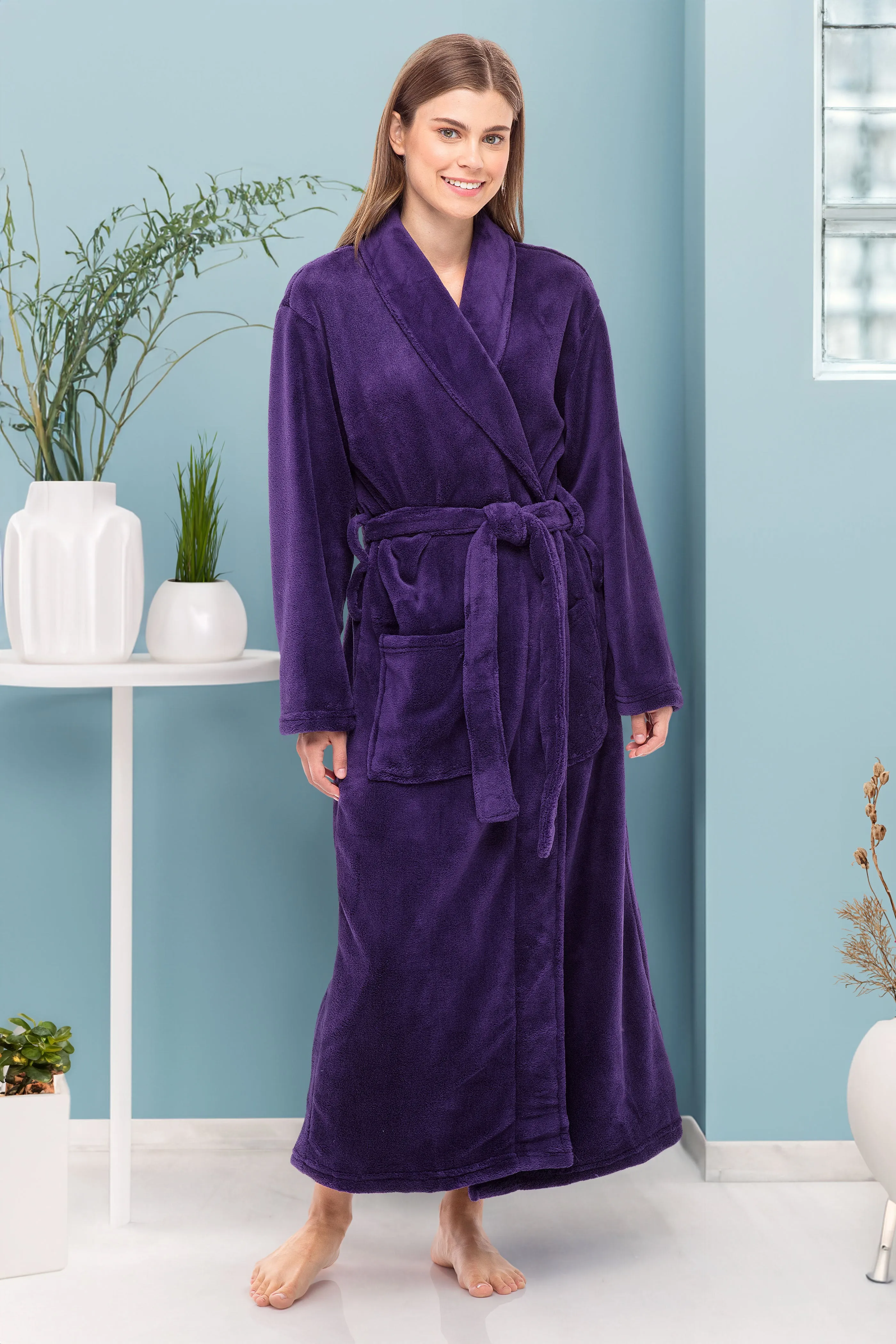 Women's Classic Winter Robe, Plush Fleece Bathrobe