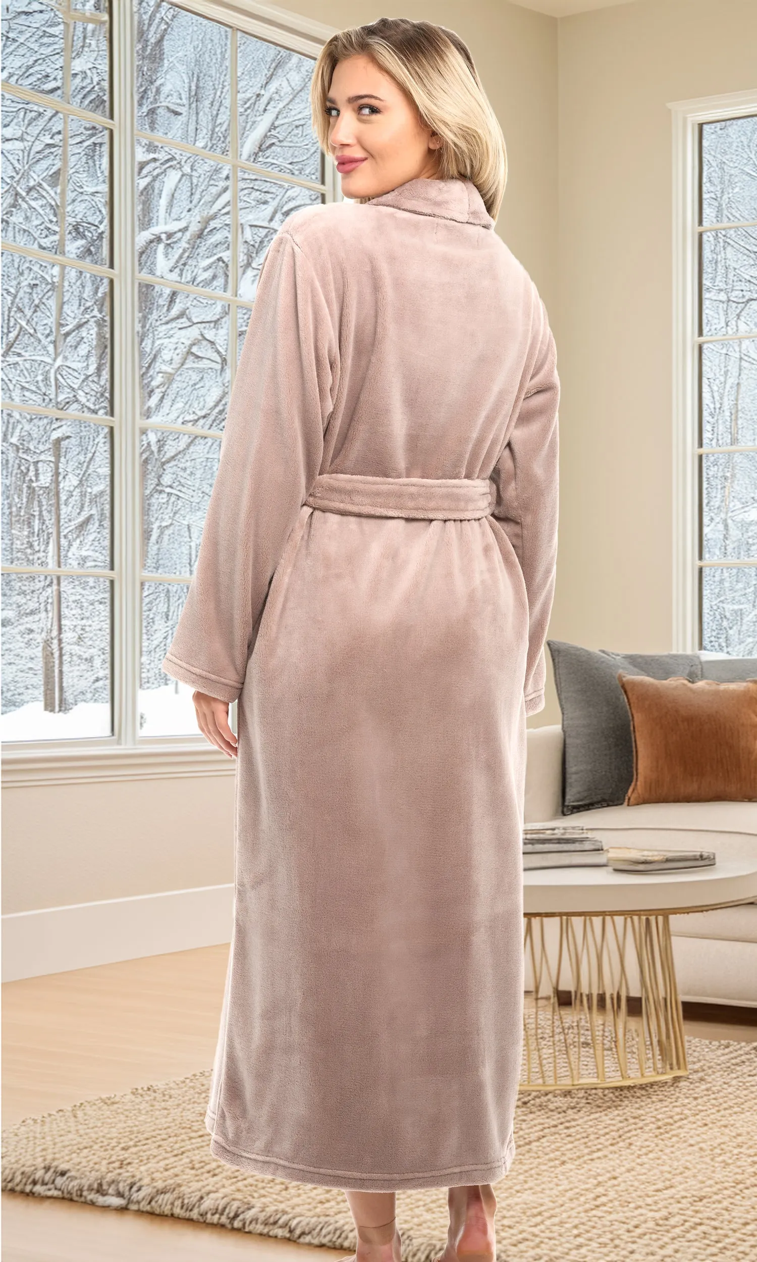 Women's Classic Winter Robe, Plush Fleece Bathrobe