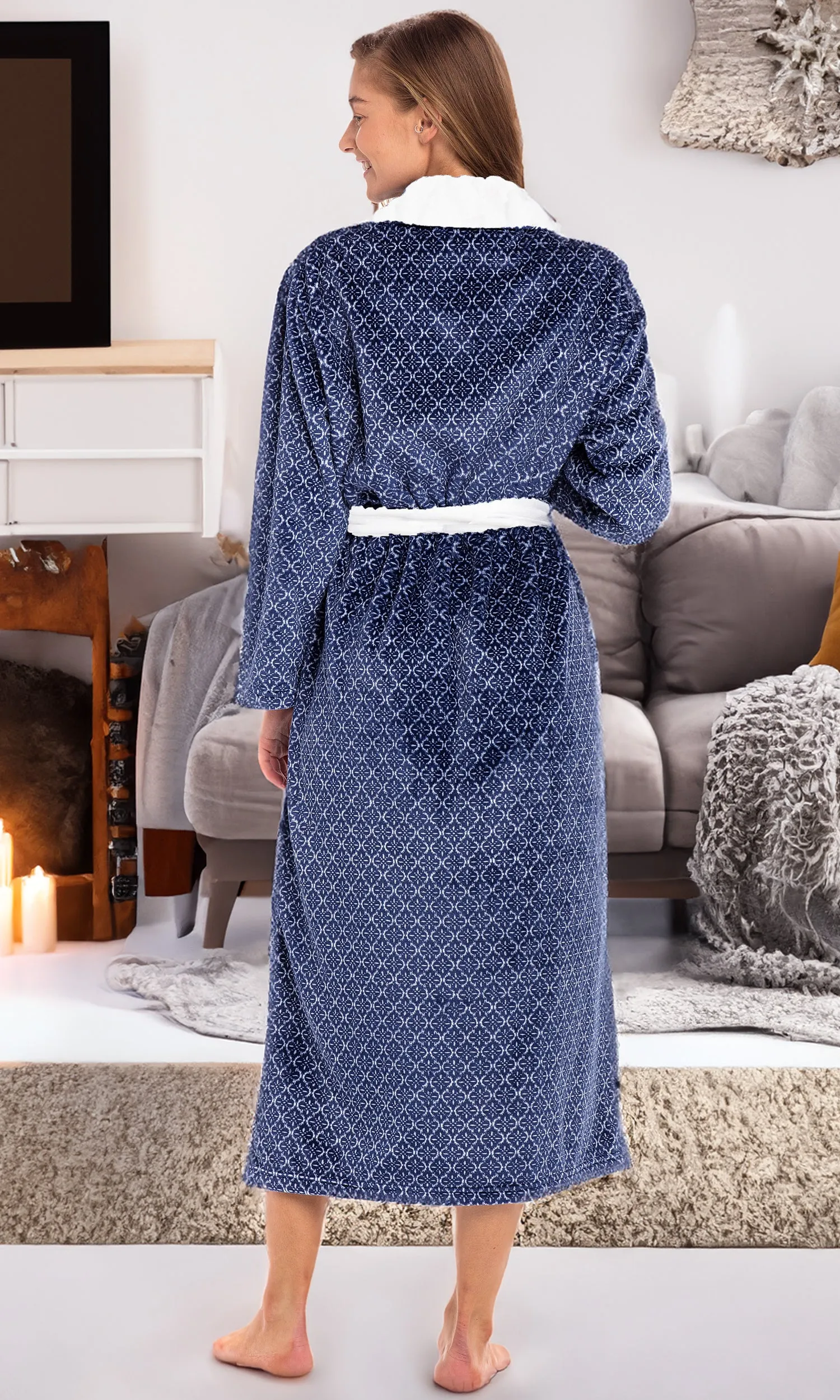 Women's Classic Winter Robe, Plush Fleece Bathrobe