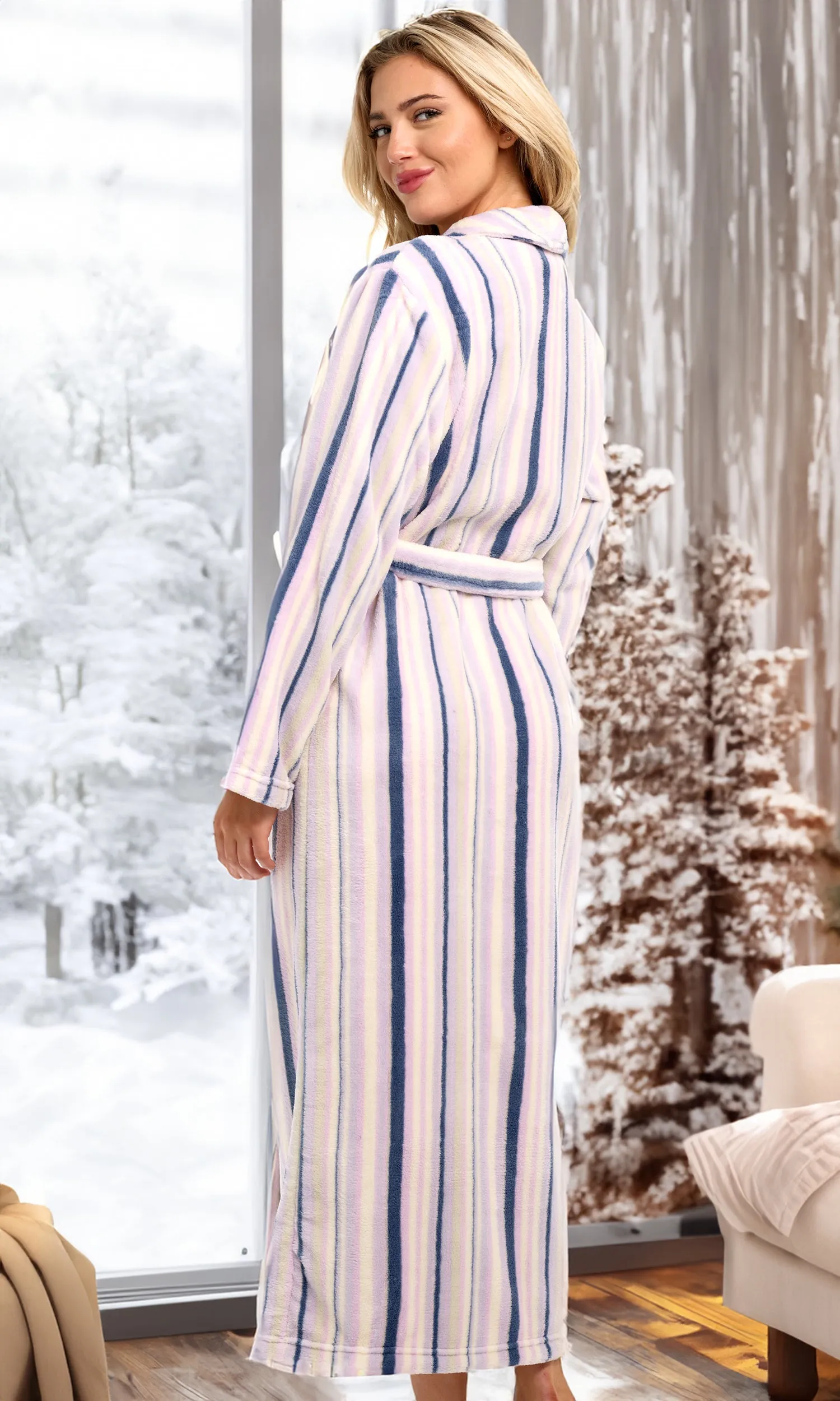 Women's Classic Winter Robe, Plush Fleece Bathrobe