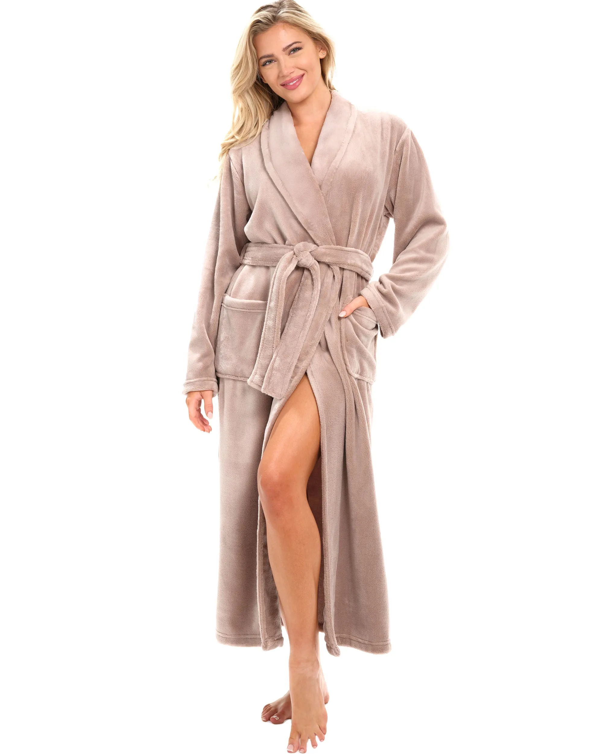 Women's Classic Winter Robe, Plush Fleece Bathrobe