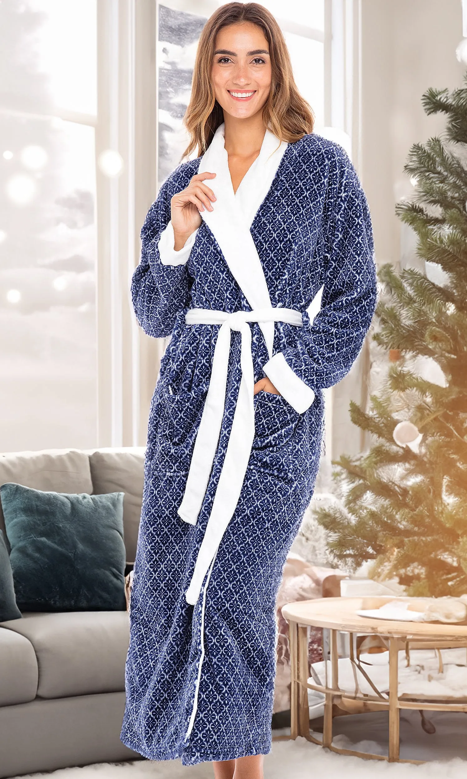 Women's Classic Winter Robe, Plush Fleece Bathrobe