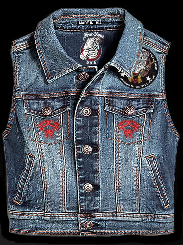 Womens "Bear & Guns" "Patch" Denim Highway Vest