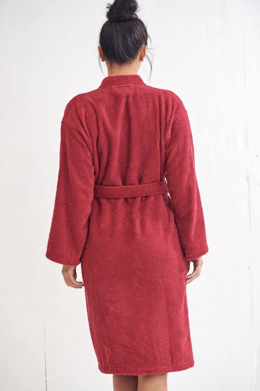 Women's Terry Cloth Cotton Turkish Bathrobe, Kimono Style, Comfort Soft & Fast Dry, (Burgundy)