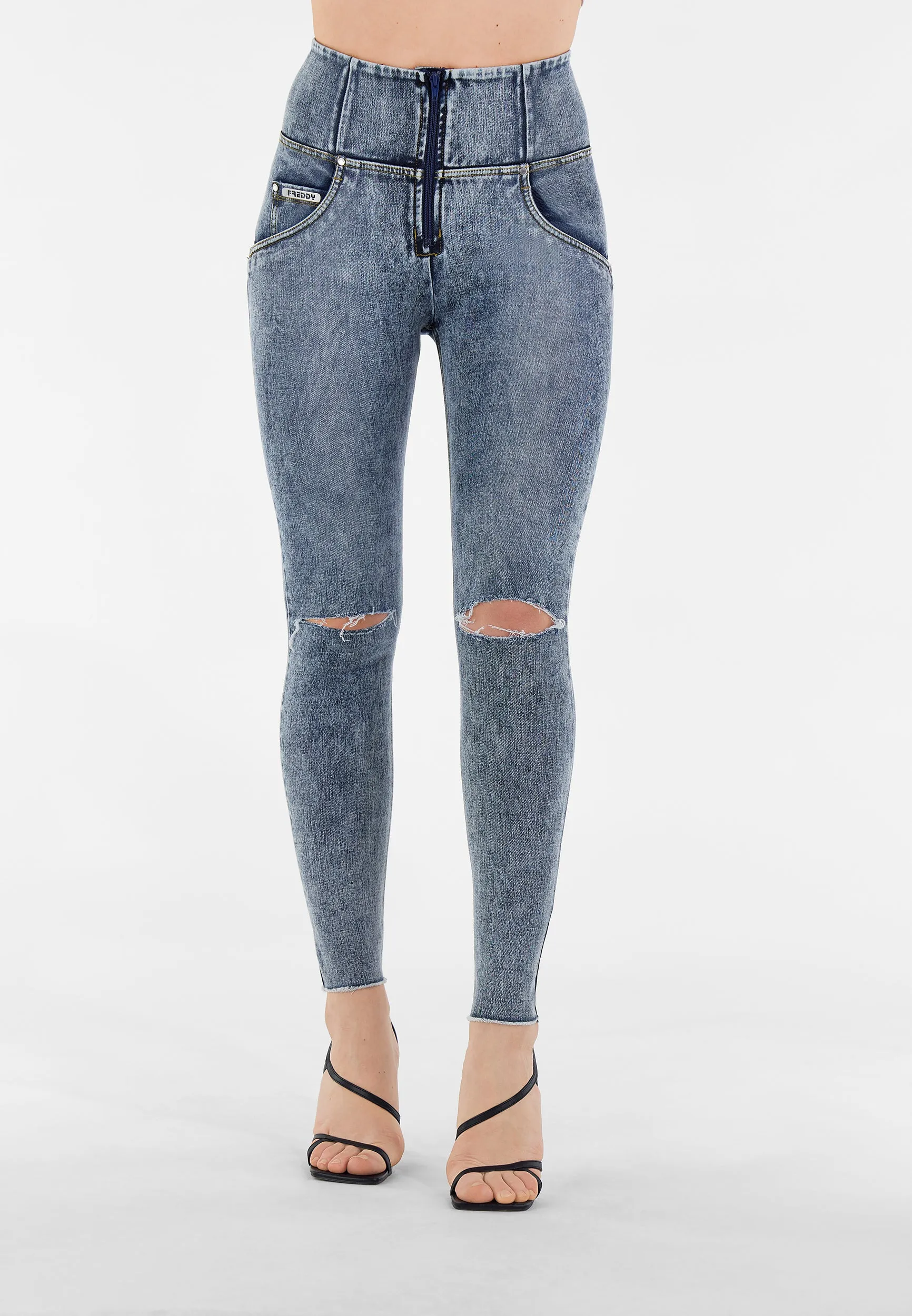 (WRUPSNUG2HS222-J19Y) Woven Denim WR.UP® Ripped Jeans met Hoge Taille